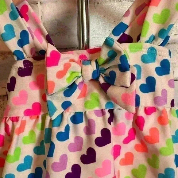 Infant Swimsuit Children’s Place 6-9months rainbow hearts pattern one piece bow - Picture 2 of 4
